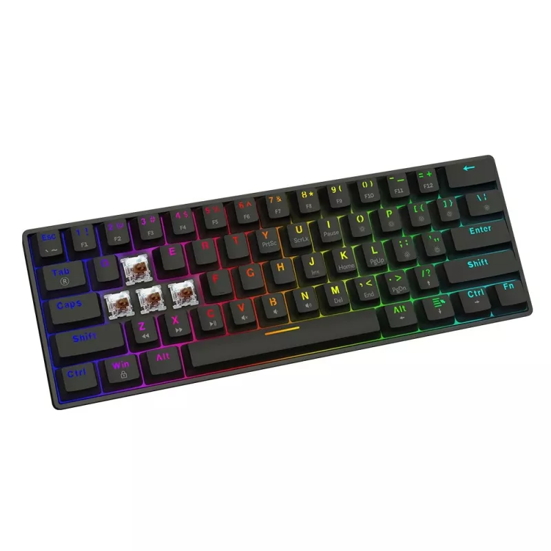 Tastiera meccanica da gaming SAVIO BLACKOUT X2 BROWN 61 tasti 60% USB QWERTY RGB Outemu Brown