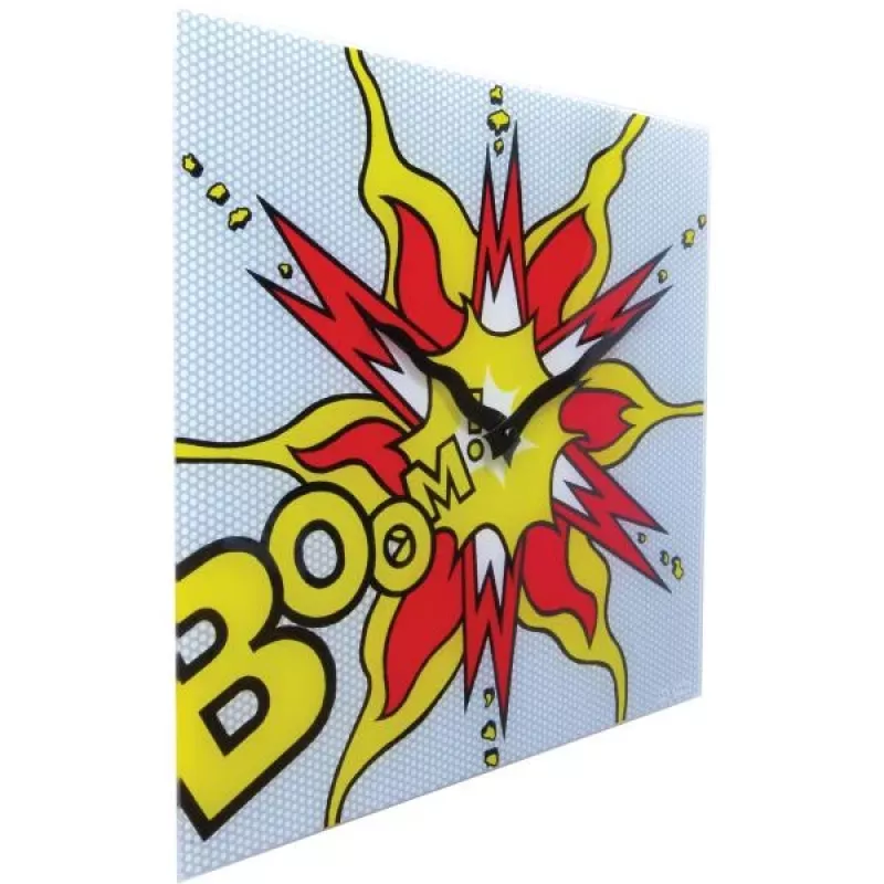 NeXtime orologio 8173 Boom, 43x43 cm, orologio da parete, rosso/giallo/bianco