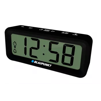 Accessorio elettronico BLAUPUNKT CL04BK — orologio compatto nero con termometro, indicatore di umidità, calendario, sveglia, funzione snooze, batteria AAA