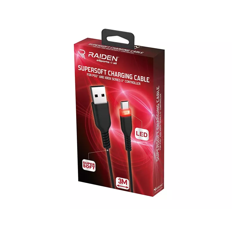 Cavo di ricarica USB-C SUBSONIC SA5601 3 m – compatibile con PS5, Xbox, Nintendo Switch