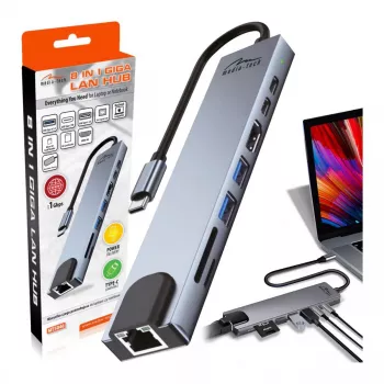 HUB USB MEDIA-TECH 8 IN 1 GIGA LAN HUB MT5046