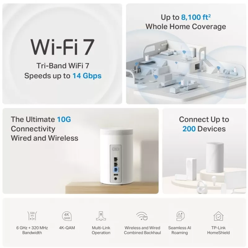 TP-LINK Deco BE68 (confezione da 3) sistema Mesh Wi-Fi 7
