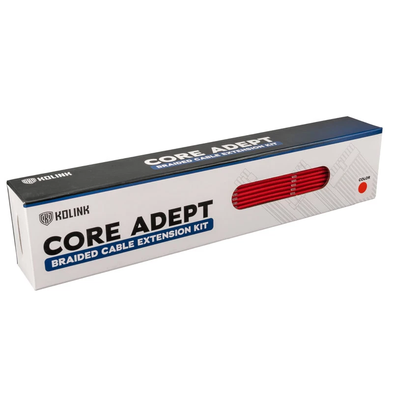 Kolink Core Adept COREADEPT-EK-RED kit di prolunghe cavi intrecciati, 6 cavi, rosso