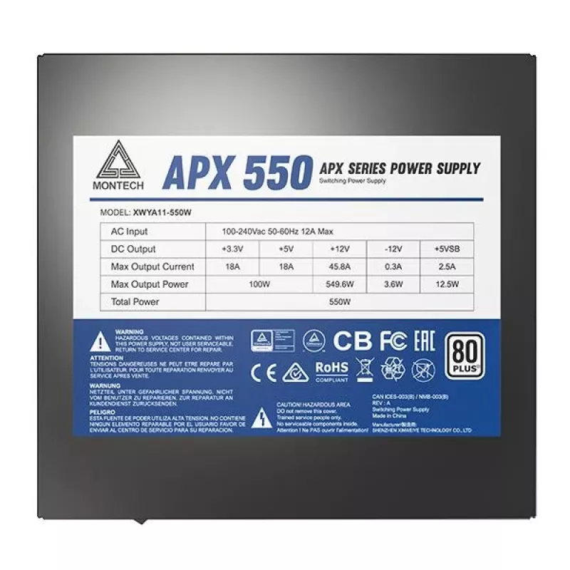 Montech APX550 alimentatore 550 W 20+4 pin ATX ATX nero