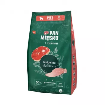 Crocchette per cani Pan Mięsko Manzo con Coniglio ed Erbe Adult M, senza cereali, 9 kg, 30% proteine, 20% grassi