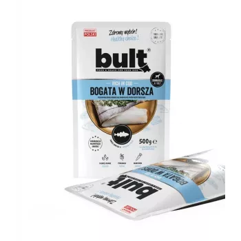 Cibo umido per cani BULT ricco di merluzzo 100 g busta, cani adulti, gusto pesce, senza soia e glutine