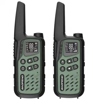Ricetrasmettitore portatile Baofeng BF-T25E — 16 canali, 2×1400 mAh Li‑Ion, VOX, LCD, verde, set da 2