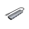 Hub USB Unitek P5+ — 5 porte (4 × USB 3.2 Gen 2 Type-A), host USB 3.2 Gen 1, 5 Gbit/s, 10 W PD, alluminio, grigio