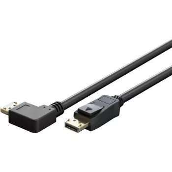 Cavo DisplayPort maschio 90° > DisplayPort maschio, 8K / 144Hz (nero, 2 metri, 1 connettore maschio 90° laterale, 54 Gbit/s, DisplayPort 2.0 / 2.1)