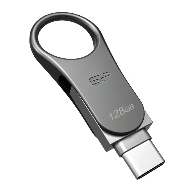Silicon Power Mobile C80 chiavetta USB da 128 GB, USB Type-A / USB Type-C, USB 3.0 (3.1 Gen 1), titanio