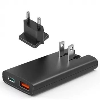 Choetech PD6011 PD65W GaN Slim USB-A+C mini caricabatterie (nero)