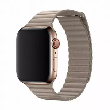 Cinturino a loop in pelle per Apple Watch 44 mm — Devia Elegant Stone, chiusura magnetica in pelle