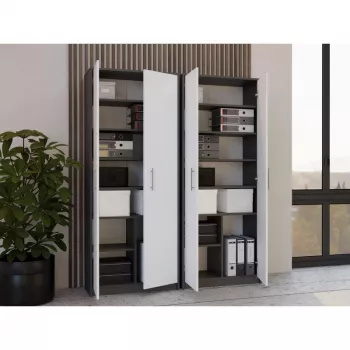 OLIV 2D CLOSED SHELVING UNIT, antracite/bianco SET