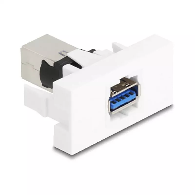 Modulo Keystone DELOCK 90910 – connettore USB-A piatto, bianco, 45×22,5×42,6 mm