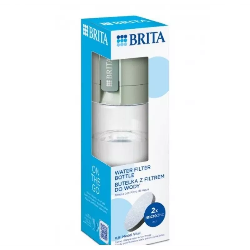 Bottiglia filtrante BRITA Vital verde pastello 600 ml con 5 dischi filtranti MicroDisc (BRITA 1059295)