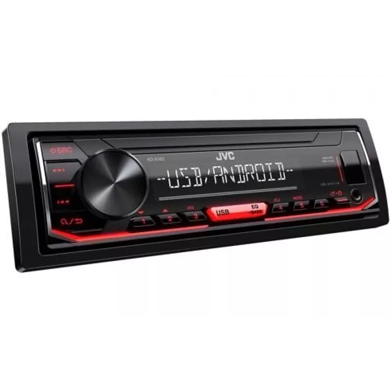 Ricevitore multimediale digitale per auto JVC KD-X162 1 DIN, 200 W, DAC 24-bit, FLAC/MP3/WAV/WMA, USB frontale Type-A, 3,5 mm, LCD 2 righe, nero