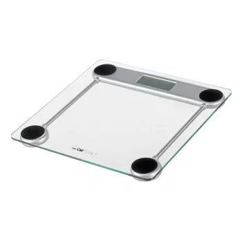 Bilancia pesapersone elettronica CLATRONIC PW 3368 — max 150 kg, precisione 100 g, piattaforma in vetro