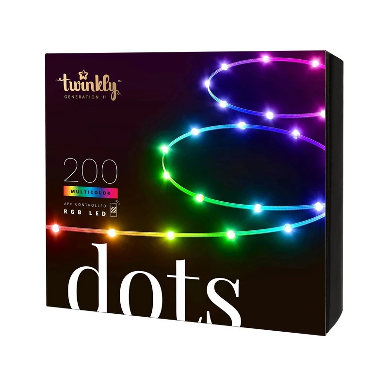Festa luminosa LED Twinkly TWD200STP-TEU striscia multicolore per interni, distanza 5 cm, IP20, cavo trasparente