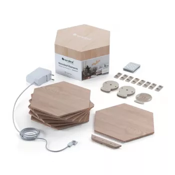 Nanoleaf | Elements Wood Look Hexagons Starter Kit (13 pannelli) | Bianco freddo + Bianco caldo