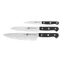 Set di coltelli ZWILLING Gourmet 3 pz. — lame in acciaio forgiato 10/16/20 cm, manici in plastica nera, lavabili in lavastoviglie