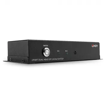 Lindy Switch KVM DisplayPort 1.2 a 2 porte dual head, 3840 x 2160 pixel, 4K Ultra HD, nero