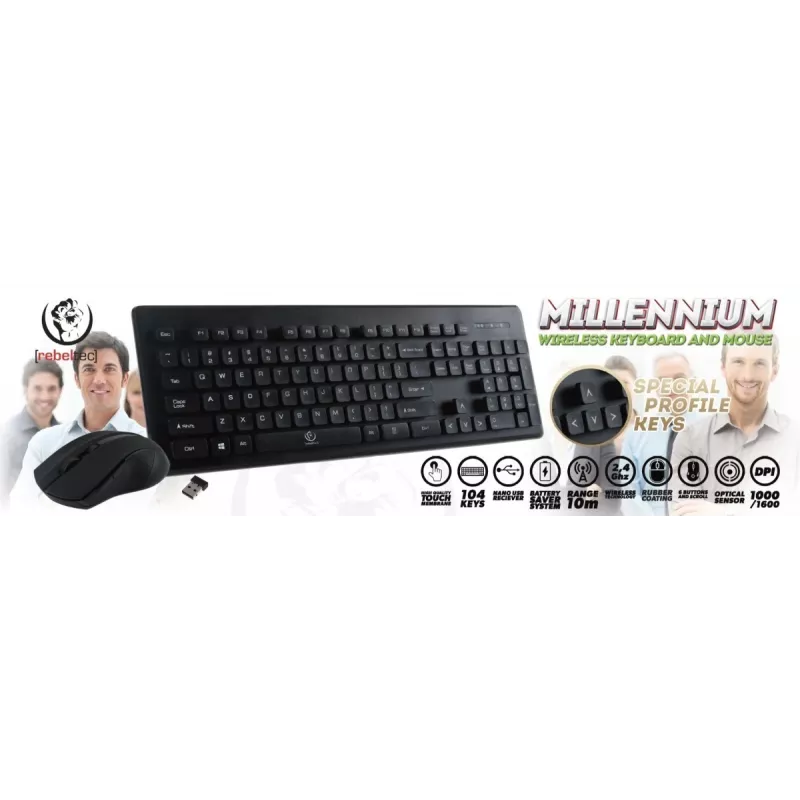 Set tastiera e mouse wireless Millenium