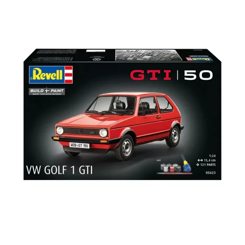 Modellino in plastica auto REVELL VW Golf1 GTI 50 anni scala 1:24