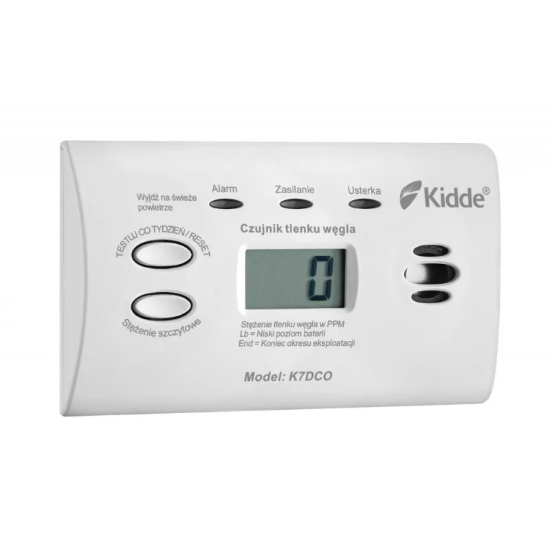 Rilevatore di monossido di carbonio Kidde K7DCO con display bianco