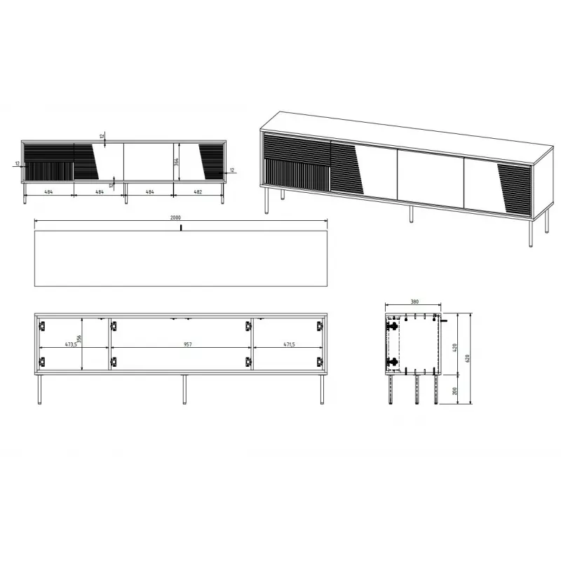 Mobile RTV ABI 4D 200x38x62 cashmere opaco