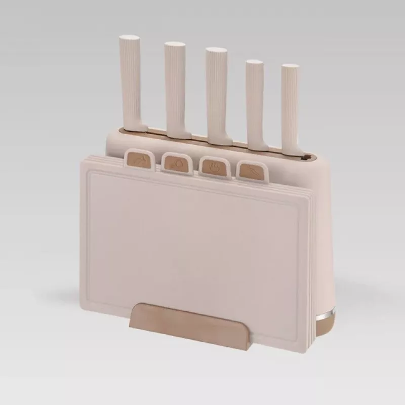 Maestro MR-1412-BEIGE set di coltelli con ceppo + set di taglieri beige