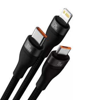 Cavo USB Baseus CASS030101 1,2 m USB-A/USB-C USB-C/Micro-USB-B/Lightning nero