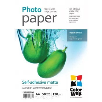 Carta fotografica opaca autoadesiva ColorWay PMS1208050A4 120 g/m² A4