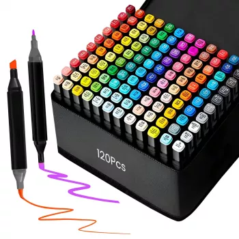 Set pennarelli alcolici Extralink 120 colori doppia punta