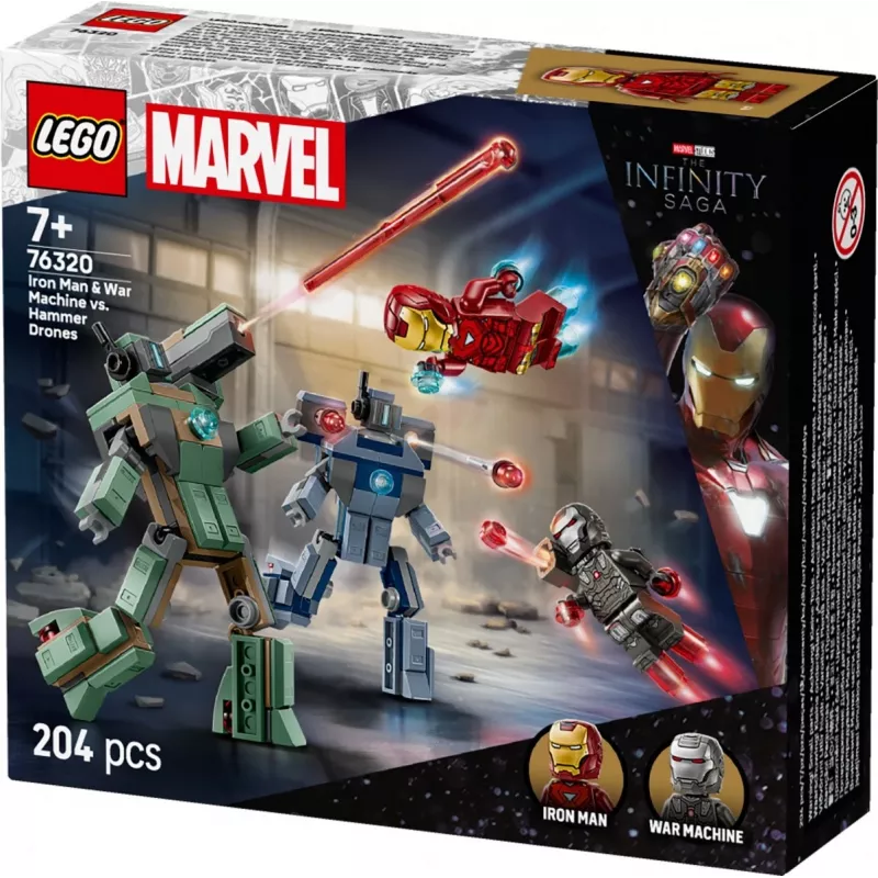 Giocattolo da costruzione LEGO Marvel Super Heroes Iron Man War Machine Set 76320, 204 pezzi, 2 minifigure, altezza 100 mm