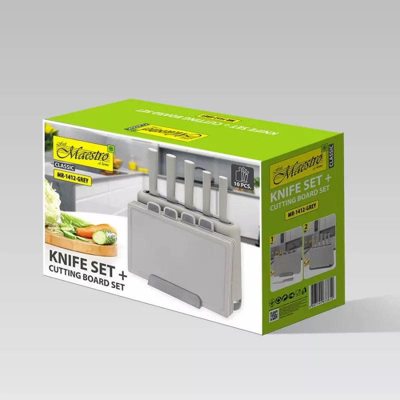 Maestro MR-1412-GREY set di coltelli con ceppo e set di taglieri, grigio