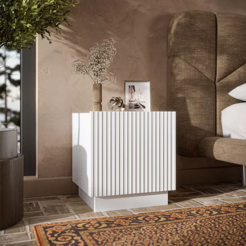 Comodino Cama 2 pz. LIVERTI 45x42x47 cm bianco MDF/truciolare