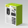 Set blocco coltelli e posate Maestro MR-1413 – nero, 8 pezzi, lame in acciaio inox con supporto, portarotolo