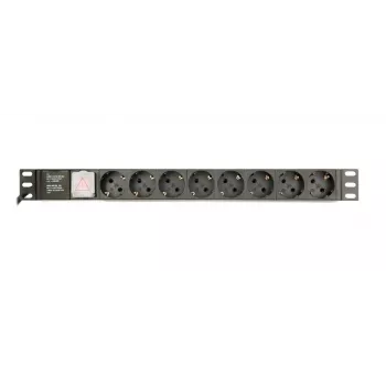 Power Distribution Unit GEMBIRD EG-PDU-014-C14, 8 uscite AC, ingresso C14, cavo 3 m, 1U, 3680 W, 10 A, alluminio, nero