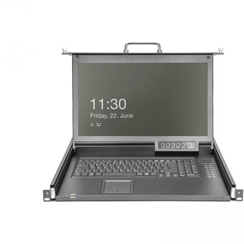 Console KVM Digitus 17 pollici HD LCD 8 porte VGA tastiera tedesca