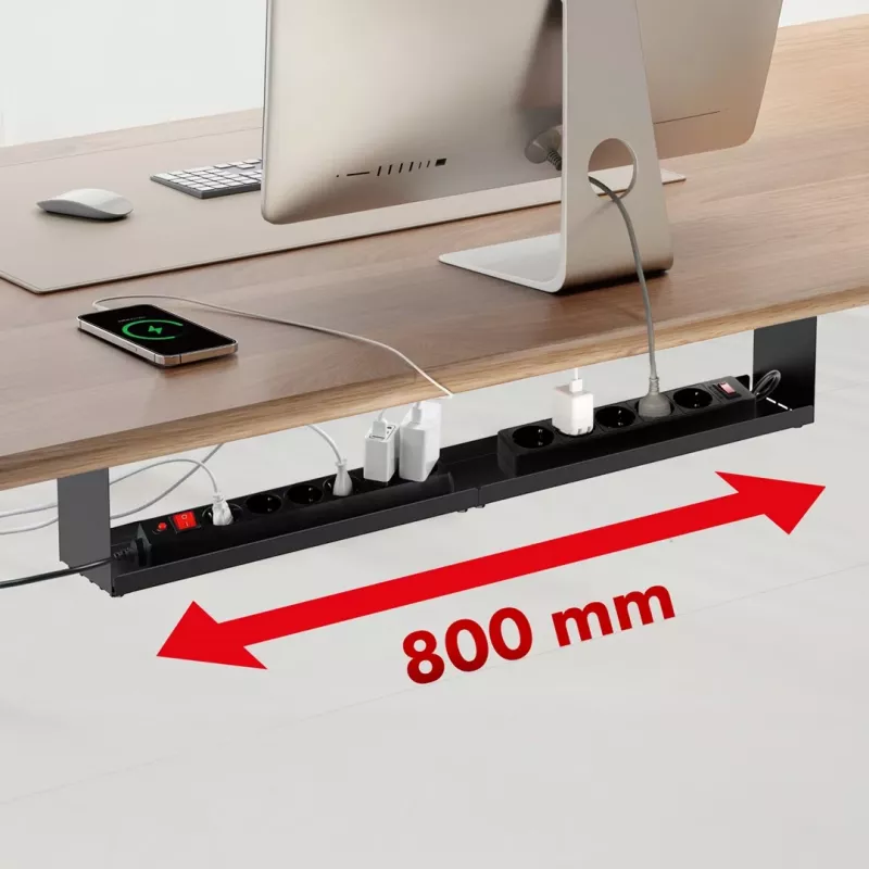 Maclean organizer cavi compatto sotto la scrivania, carico max 5 kg, nero, MC-107 B