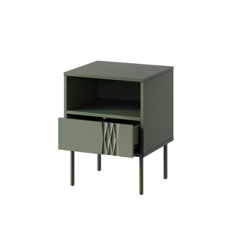 Comodino cama meble TRESSE 44×40×53 cm verde opaco, 1 cassetto, set da 2