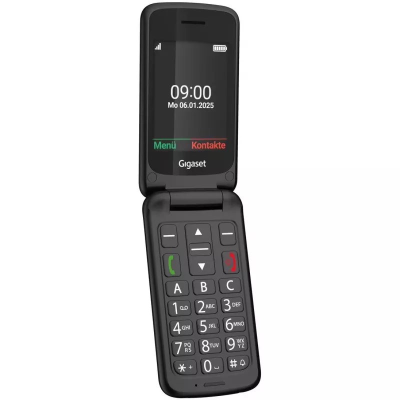 Gigaset GL595 telefono per anziani 7,11 cm (2,8 pollici) Dual SIM, pulsante SOS, resistente a schizzi e polvere, 32 MB RAM, slot microSD, nero
