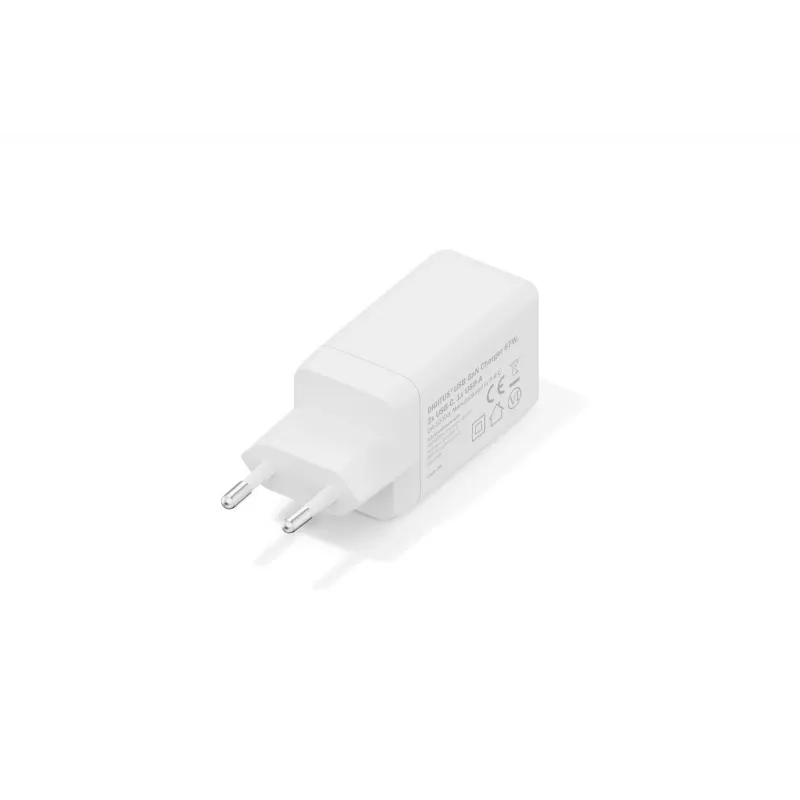 Caricabatterie da parete DIGITUS DA-10303 67W GaN, 2× USB-C + 1× USB-A, 100–240V, bianco