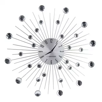 Orologio da parete ESPERANZA EHC002 — meccanico, rotondo, 50 cm di diametro, 25 mm di profondità, cornice in alluminio, copertura in vetro, finitura acciaio inox