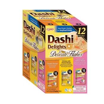 INABA Dashi Delights Delicate flakes mix di pollo cibo umido per gatti 12x40 g