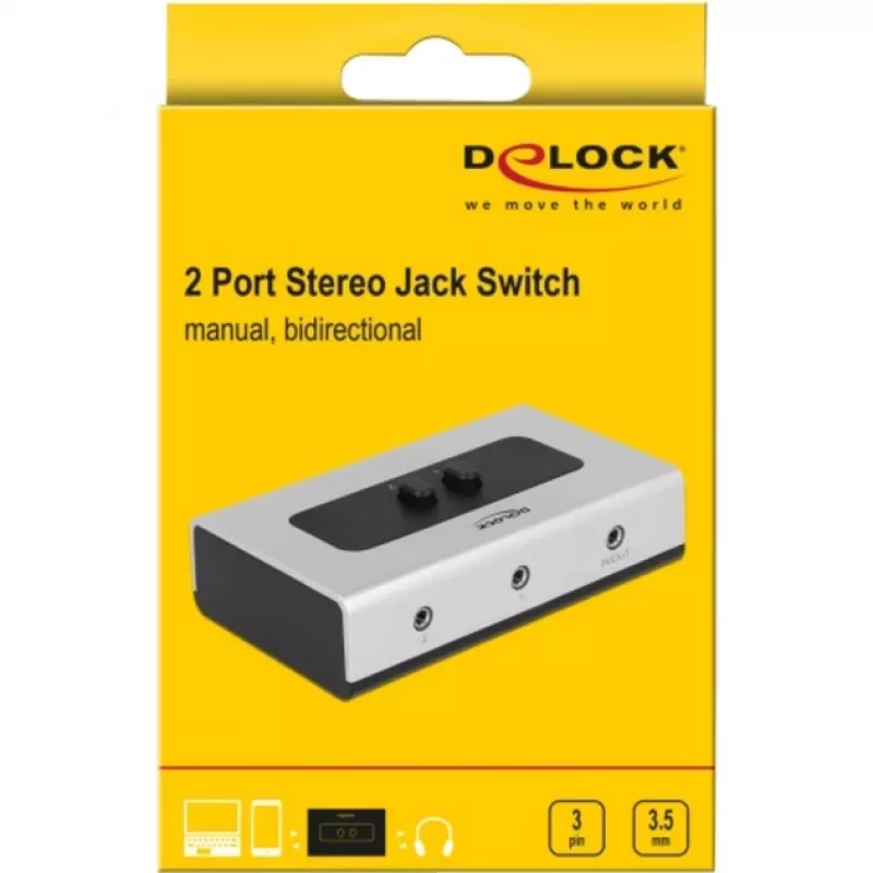 Commutatore jack audio 3,5 mm 2 porte manuale bidirezionale, interruttore grigio/nero