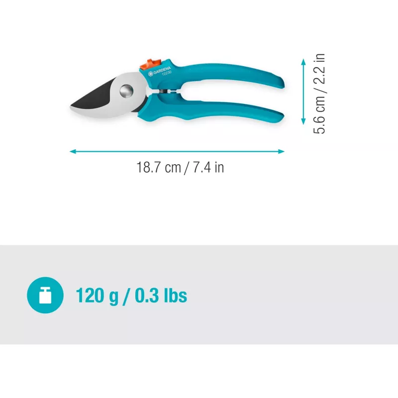 Gardena EasyCut 12230-20 Forbici da giardino bypass, 20 mm, turchese