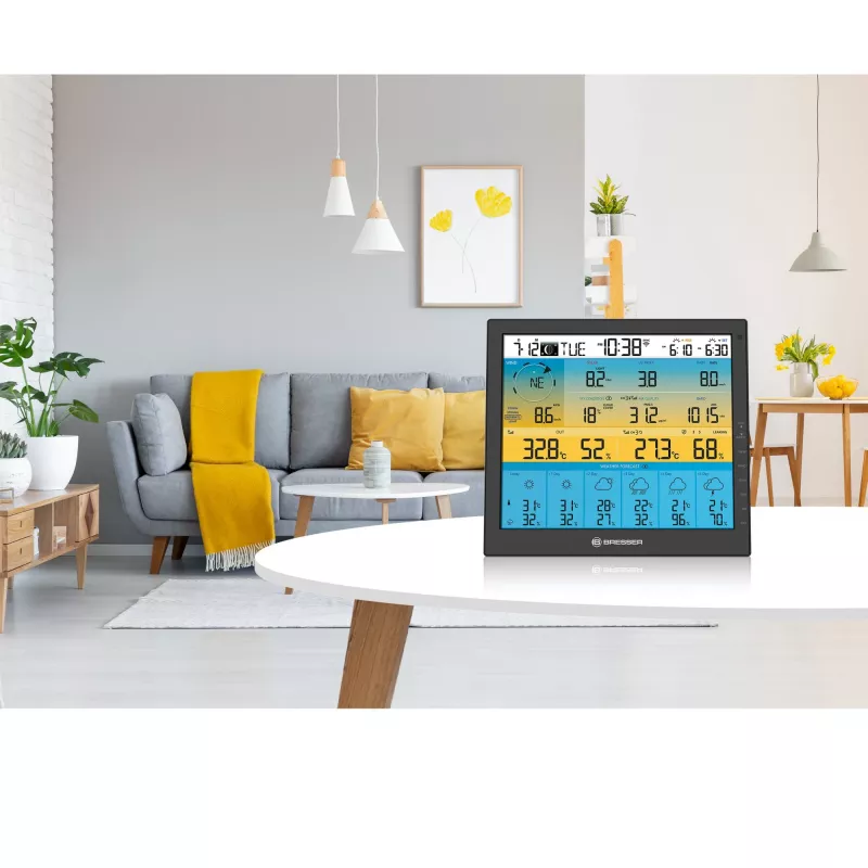 Bresser 7003220 Weather Center 7-in-1 Solar 6-Day 4cast Pro SF stazione meteo digitale, LCD, nera