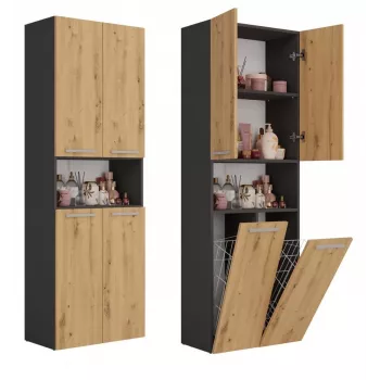 Top E Shop NEL 2K DK ANT/ART KP mobile contenitore per bagno, grafite/rovere