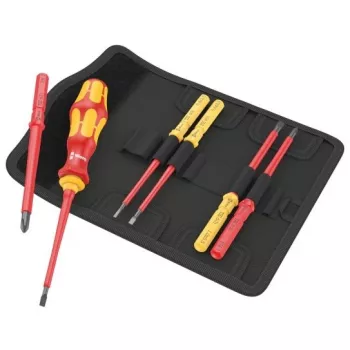 Wera 05006600001 Kraftform Kompakt VDE 7 Universal 1 Tool Finder set di cacciaviti, 7 pezzi, portapunte Kraftform 817 VDE + 6 punte intercambiabili VDE, IEC 60900, con borsa da cintura